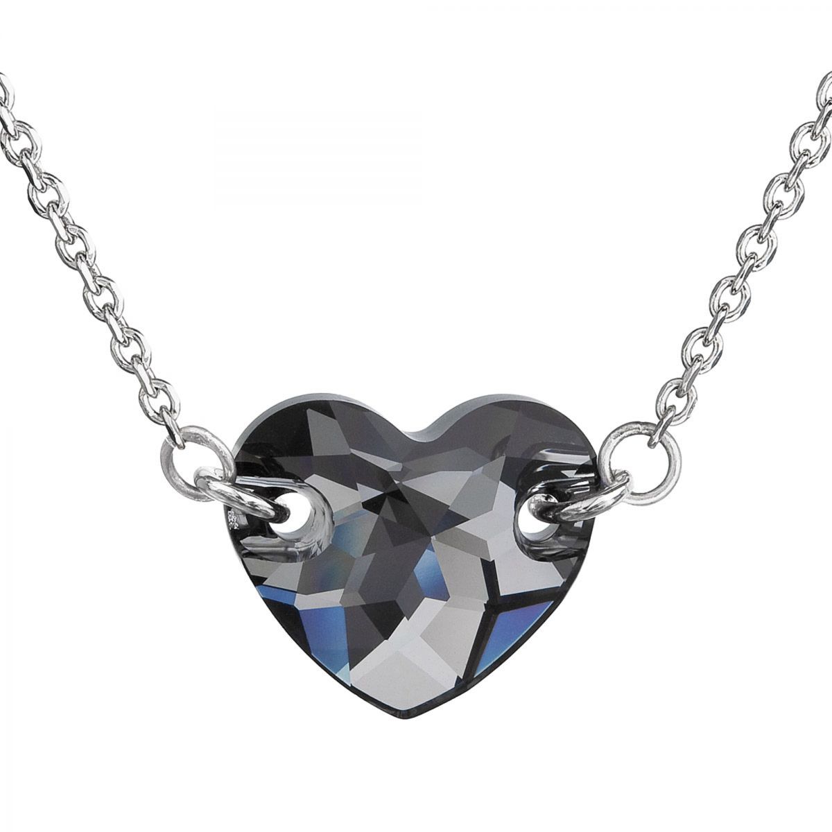 Stříbrný náhrdelník s krystaly Swarovski šedé srdce 32020.5, ryzost 925/1000